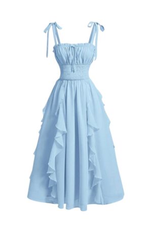 Sky Whisper Ruffle Midi Dress