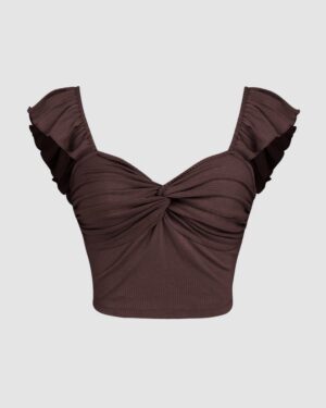 Cocoa Charm Ruched Crop Top