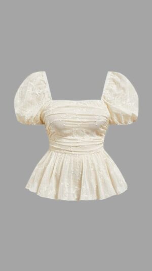 Ivory Blossom Peplum Top