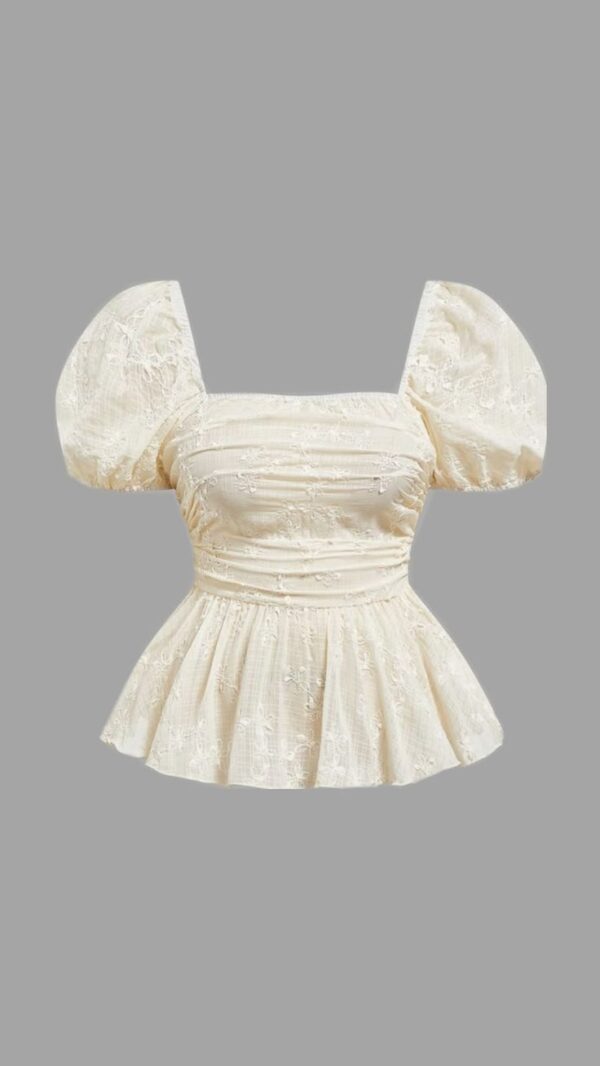Ivory Blossom Peplum Top