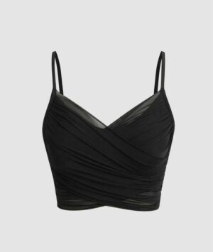 Noir Elegance Wrap Crop Top