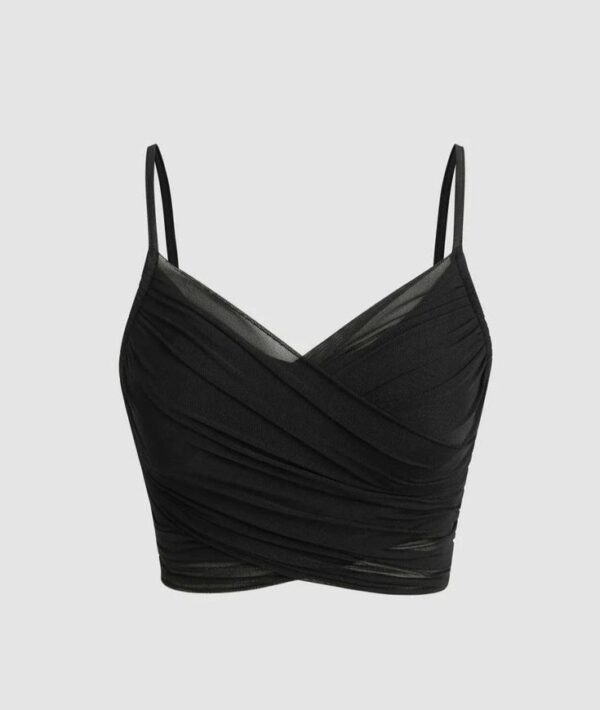 Noir Elegance Wrap Crop Top