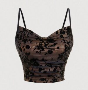 Velvet Noir Mesh Crop Top