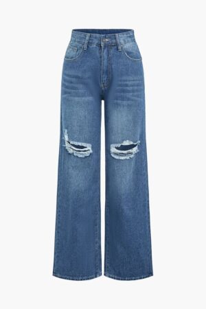 Denim Rebel Ripped Wide-Leg Jeans