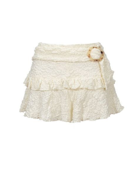 Ivory Textured Ruffle Mini Skirt