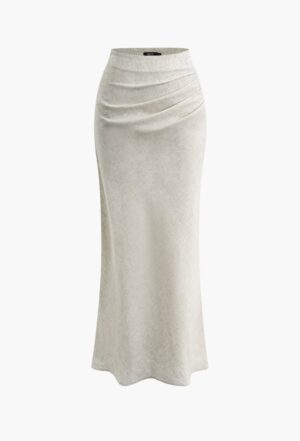 Ivory Satin Midi Skirt