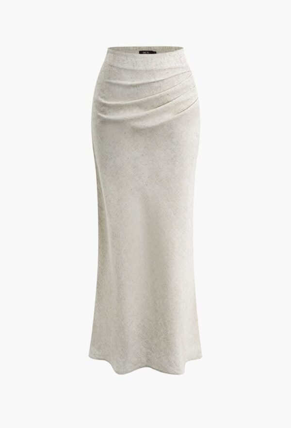 Ivory Satin Midi Skirt