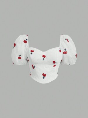 Cherry Bliss Puff Sleeve Top