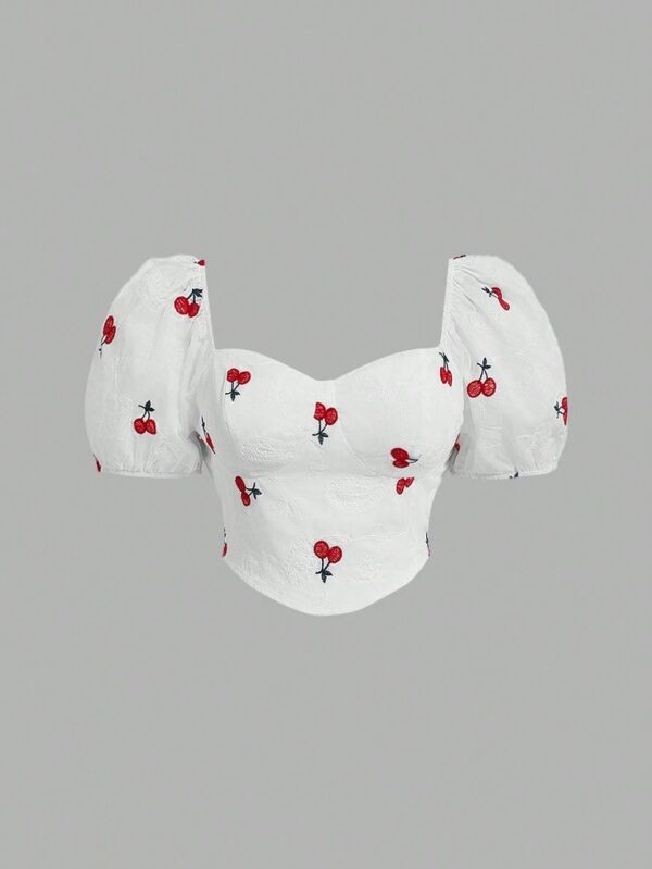Cherry Bliss Puff Sleeve Top