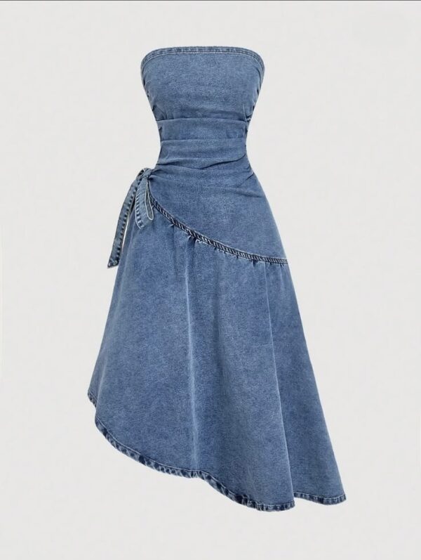 Denim Wrap Tube Dress